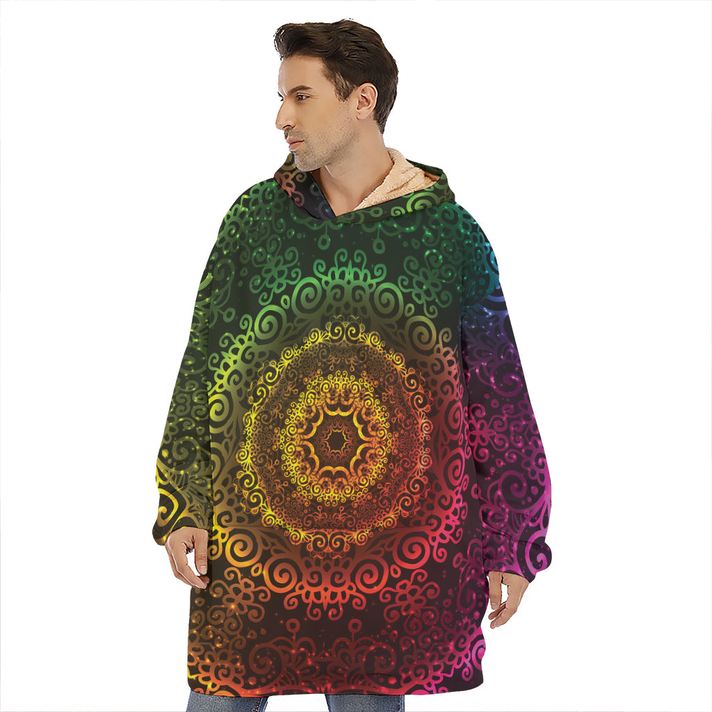 Colorful Gradient Mandala Print Hoodie Blanket