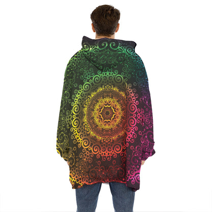Colorful Gradient Mandala Print Hoodie Blanket