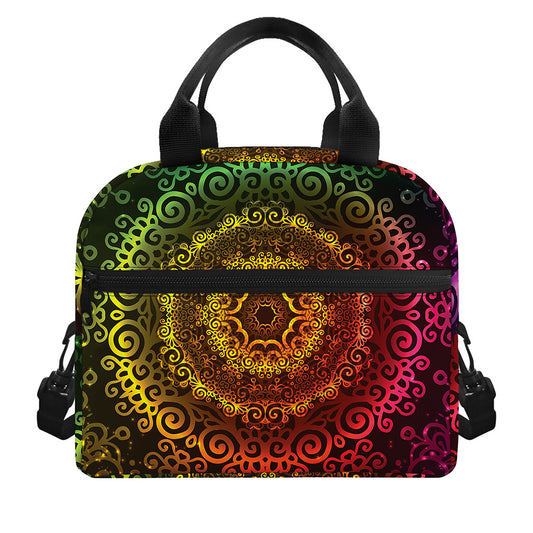 Colorful Gradient Mandala Print Insulated Lunch Bag