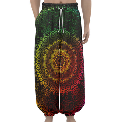 Colorful Gradient Mandala Print Lantern Pants
