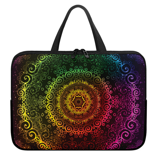 Colorful Gradient Mandala Print Laptop Sleeve With Handle