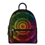 Colorful Gradient Mandala Print Leather Backpack