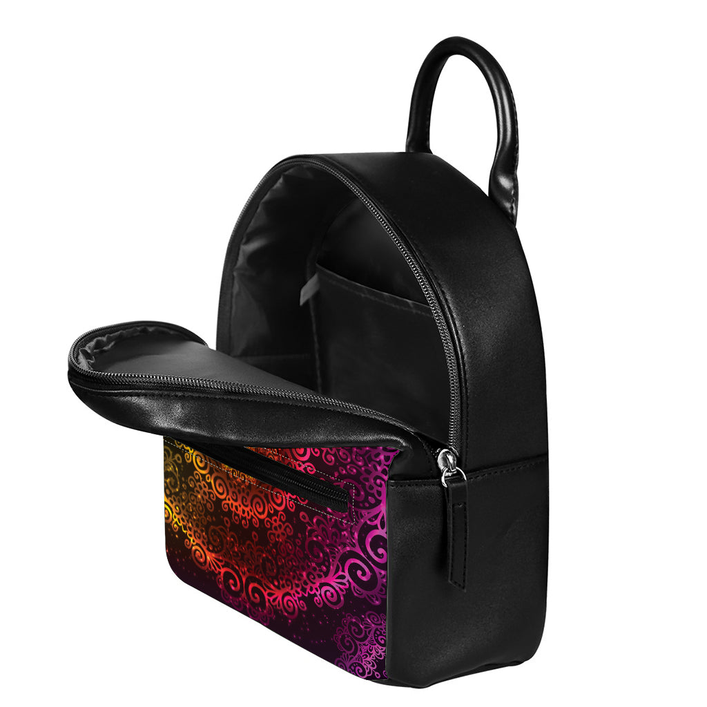 Colorful Gradient Mandala Print Leather Backpack