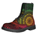 Colorful Gradient Mandala Print Lace-Up Boots