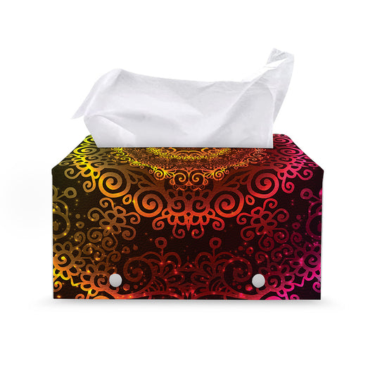 Colorful Gradient Mandala Print Leather Tissue Box Cover