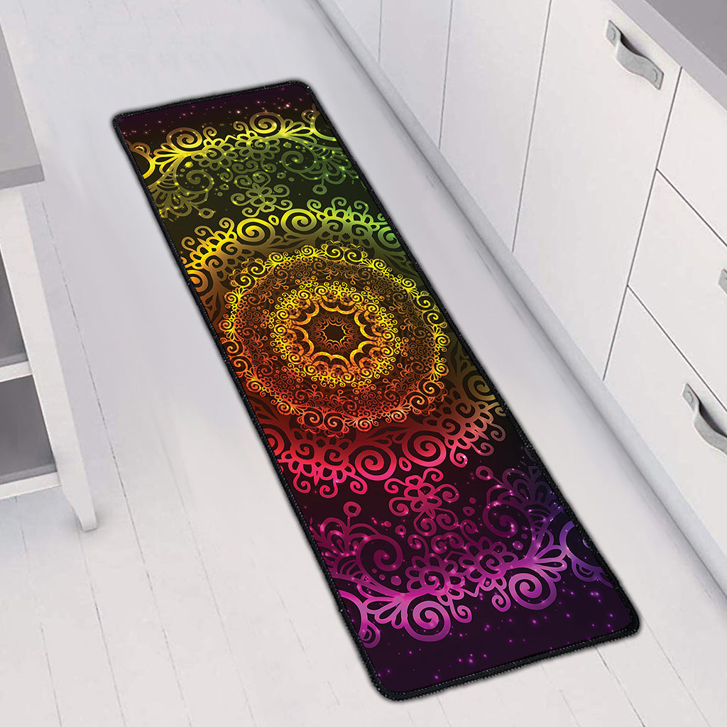 Colorful Gradient Mandala Print Long Kitchen Mat