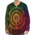 Colorful Gradient Mandala Print Long Sleeve Baseball Jersey