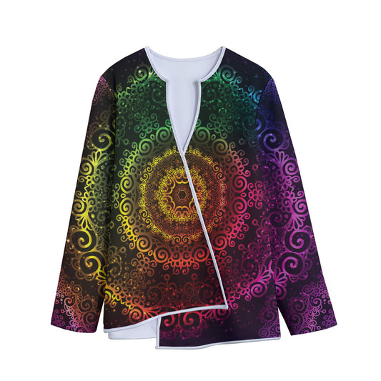 Colorful Gradient Mandala Print Long Sleeve Short Coat