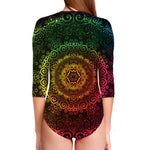 Colorful Gradient Mandala Print Long Sleeve Swimsuit