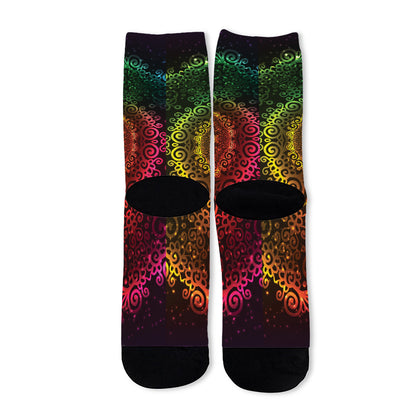 Colorful Gradient Mandala Print Long Socks