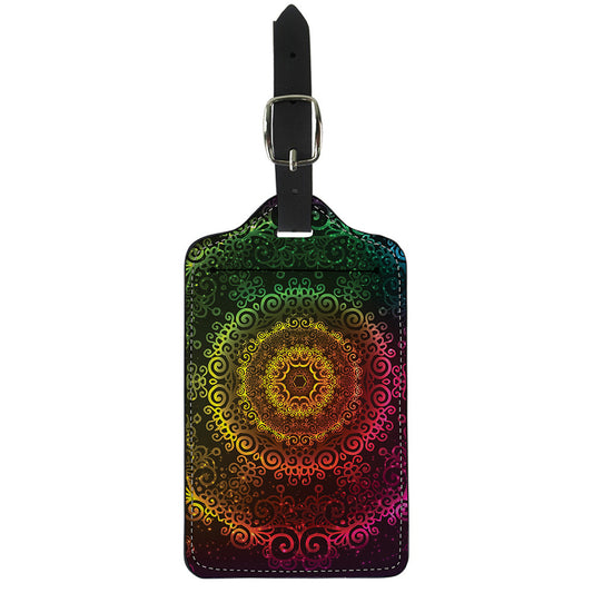 Colorful Gradient Mandala Print Luggage Tag