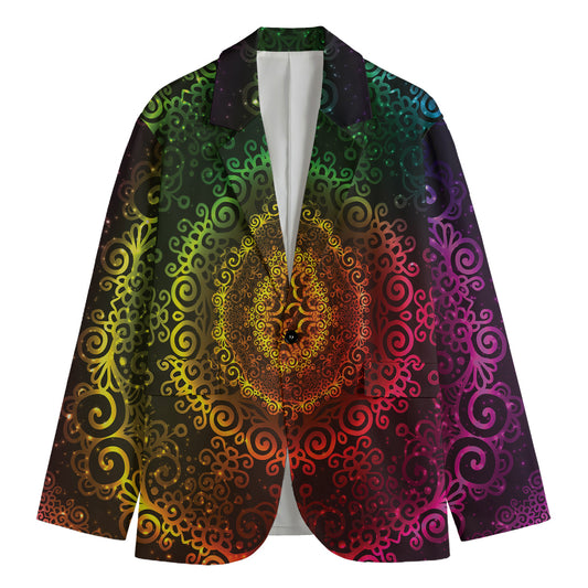 Colorful Gradient Mandala Print Men's Blazer