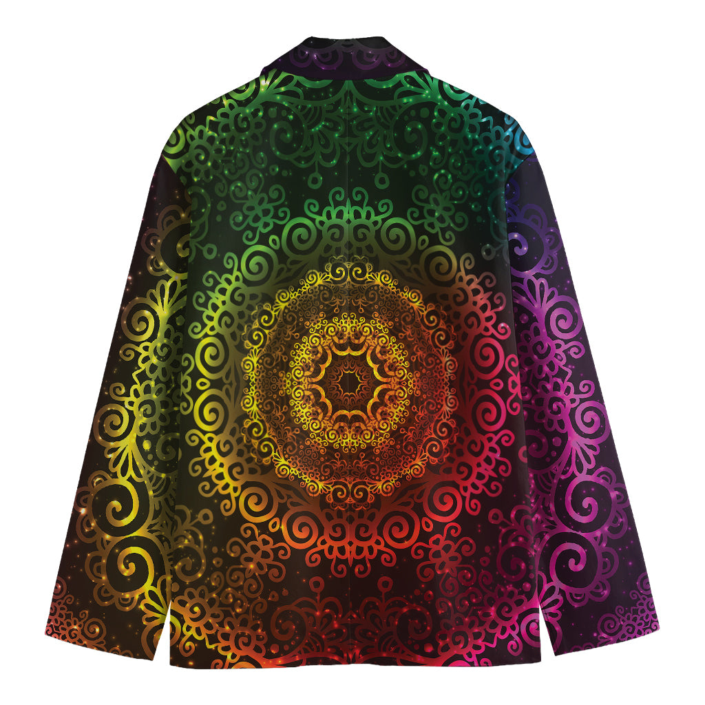 Colorful Gradient Mandala Print Men's Blazer
