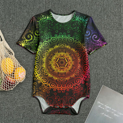 Colorful Gradient Mandala Print Men's Bodysuit