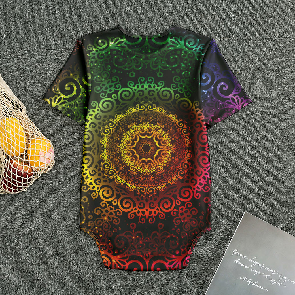 Colorful Gradient Mandala Print Men's Bodysuit