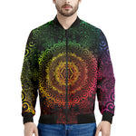 Colorful Gradient Mandala Print Men's Bomber Jacket