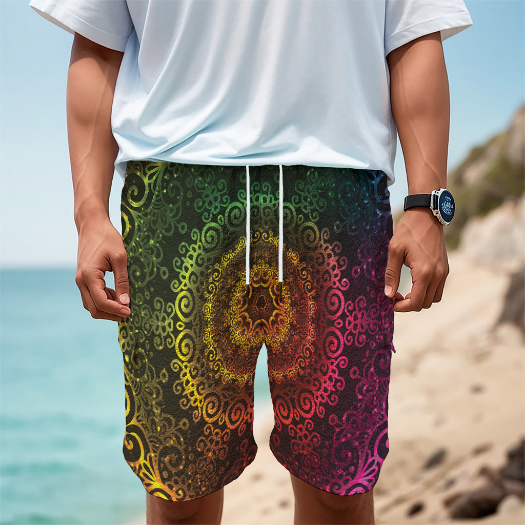 Colorful Gradient Mandala Print Men's Cargo Shorts