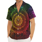 Colorful Gradient Mandala Print Men's Deep V-Neck Shirt