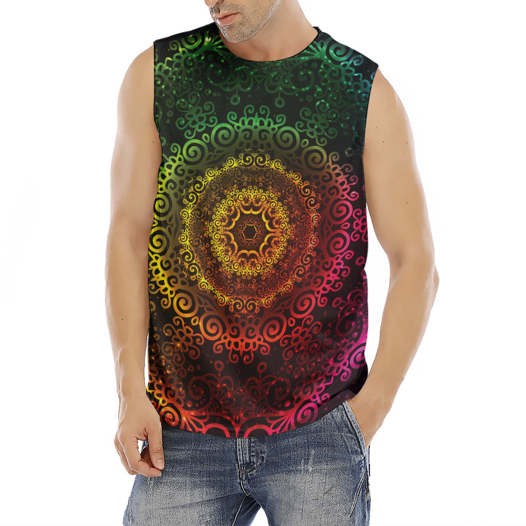 Colorful Gradient Mandala Print Men's Fitness Tank Top