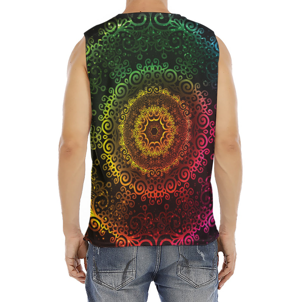 Colorful Gradient Mandala Print Men's Fitness Tank Top