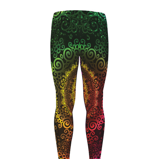 Colorful Gradient Mandala Print Men's leggings