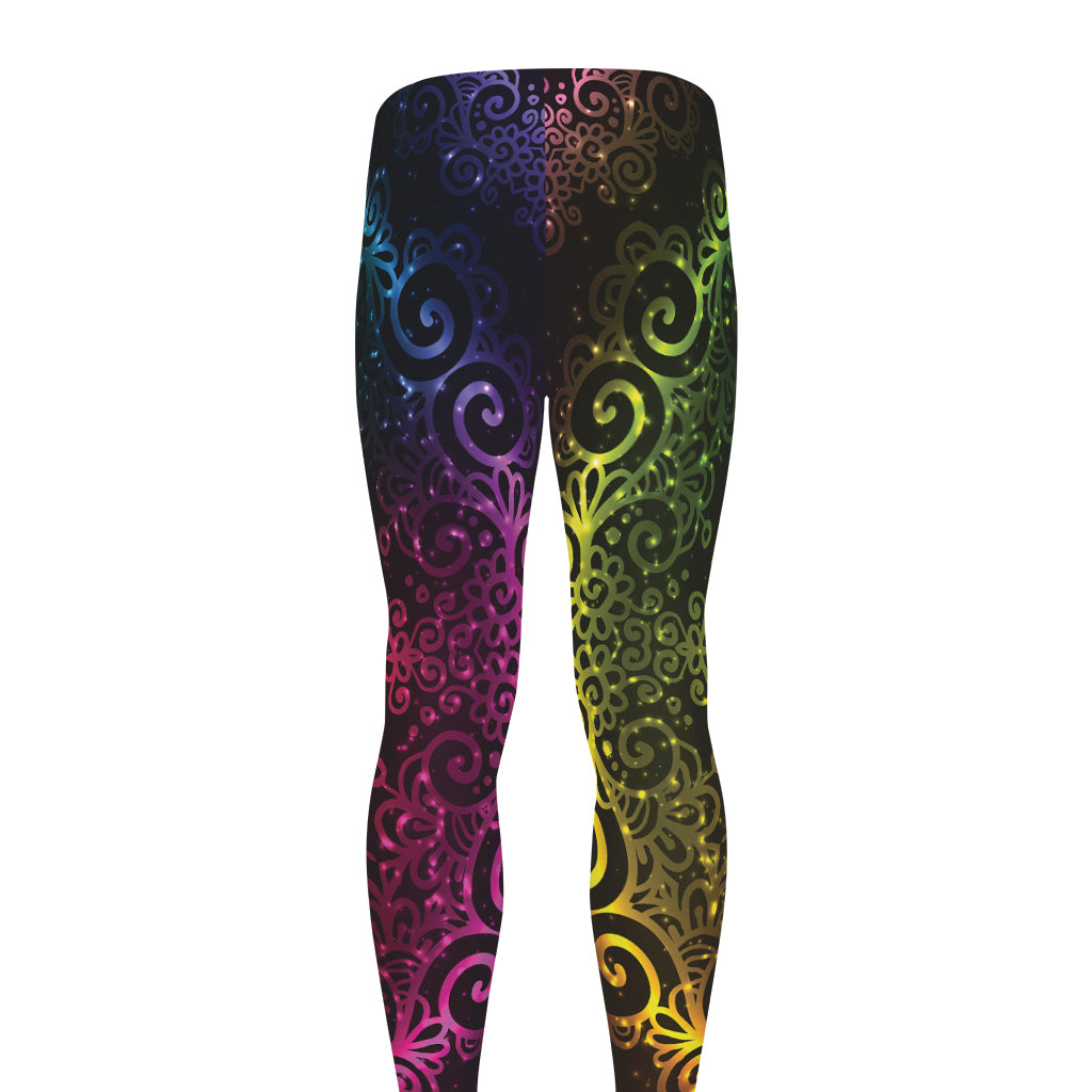 Colorful Gradient Mandala Print Men's leggings