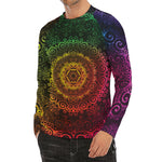 Colorful Gradient Mandala Print Men's Long Sleeve Rash Guard