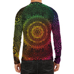 Colorful Gradient Mandala Print Men's Long Sleeve Rash Guard