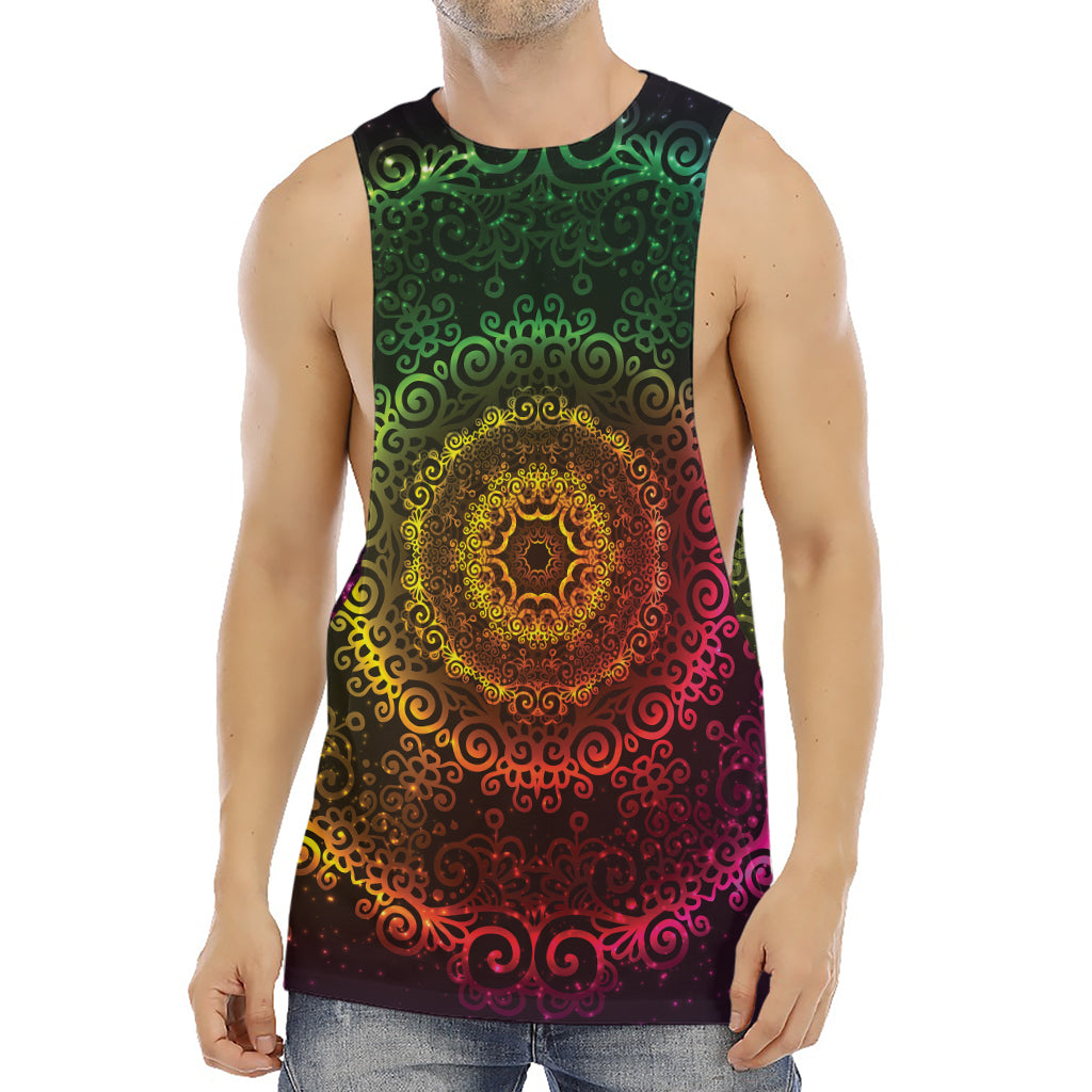 Colorful Gradient Mandala Print Men's Muscle Tank Top