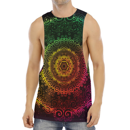 Colorful Gradient Mandala Print Men's Muscle Tank Top