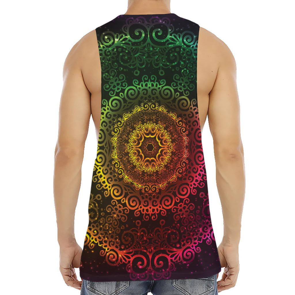 Colorful Gradient Mandala Print Men's Muscle Tank Top
