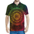 Colorful Gradient Mandala Print Men's Polo Shirt