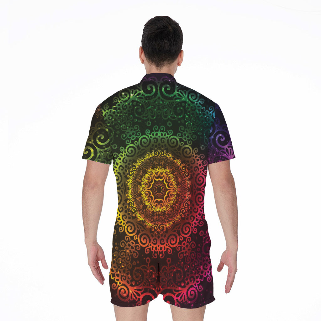 Colorful Gradient Mandala Print Men's Rompers