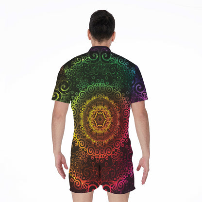 Colorful Gradient Mandala Print Men's Rompers