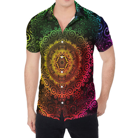 Colorful Gradient Mandala Print Men's Shirt
