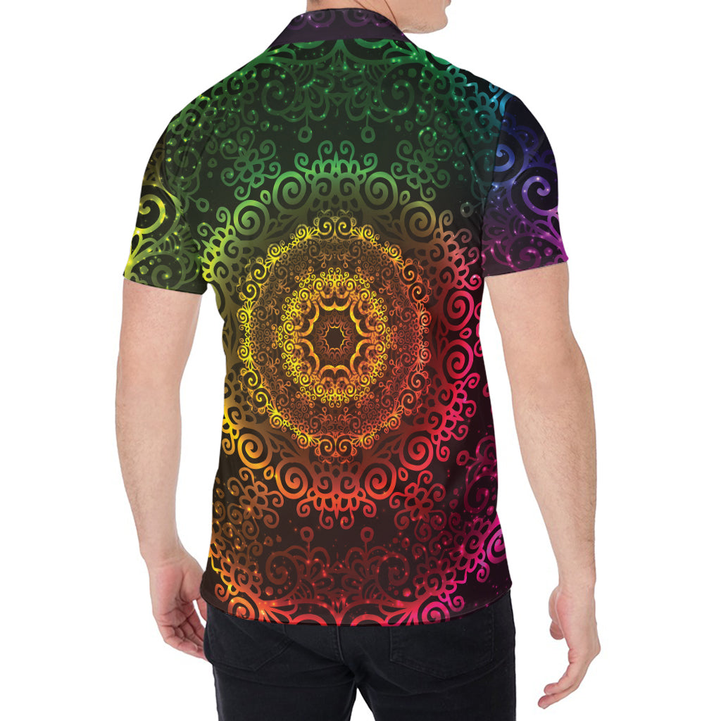 Colorful Gradient Mandala Print Men's Shirt