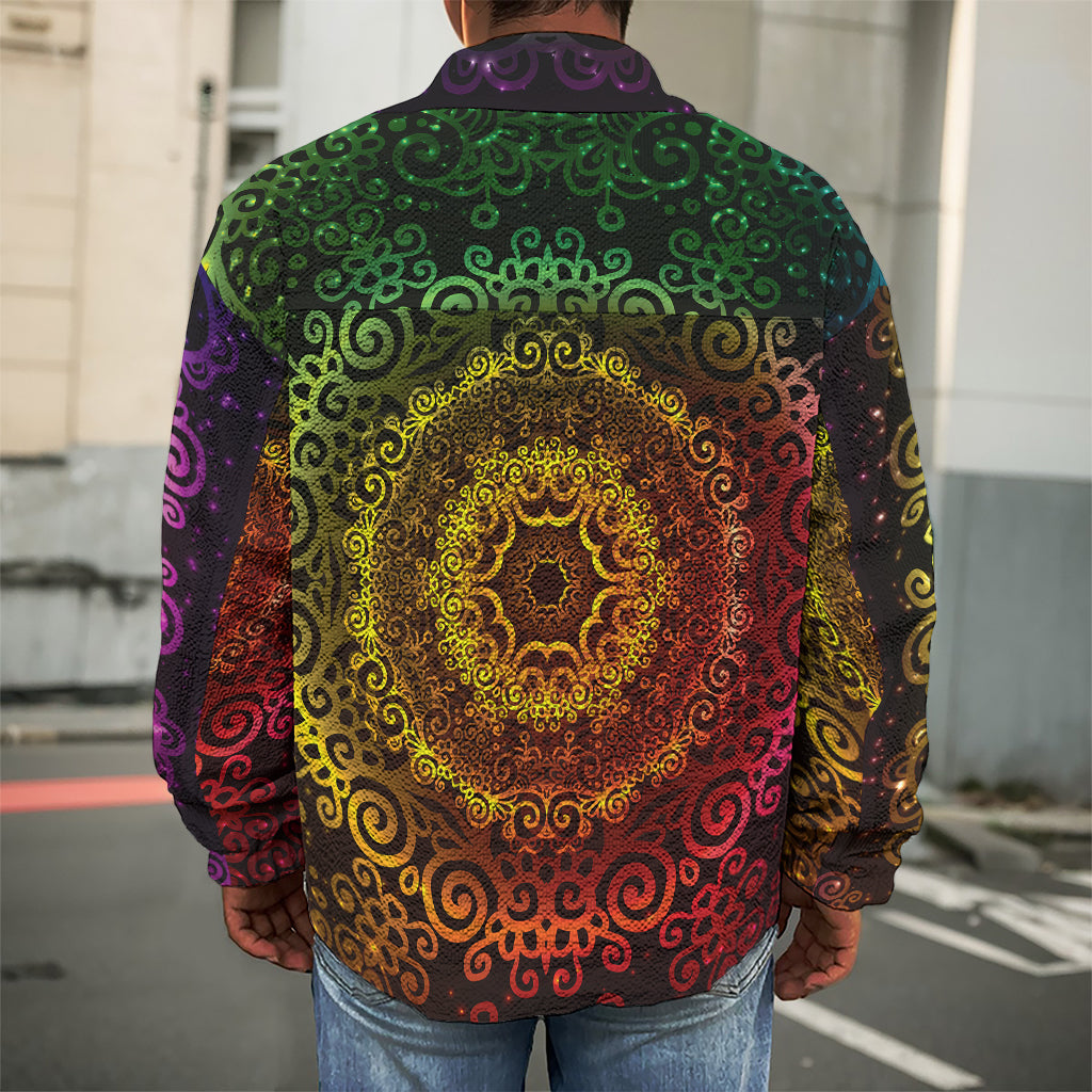 Colorful Gradient Mandala Print Men's Shirt Jacket