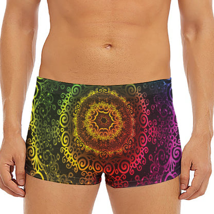 Colorful Gradient Mandala Print Men's Short Boxer Briefs