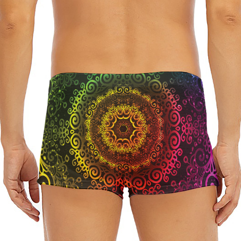Colorful Gradient Mandala Print Men's Short Boxer Briefs
