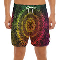 Colorful Gradient Mandala Print Men's Split Running Shorts