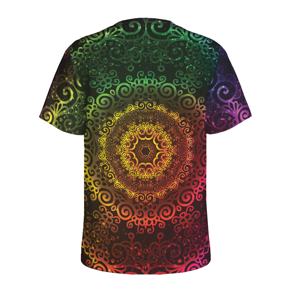 Colorful Gradient Mandala Print Men's Sports T-Shirt
