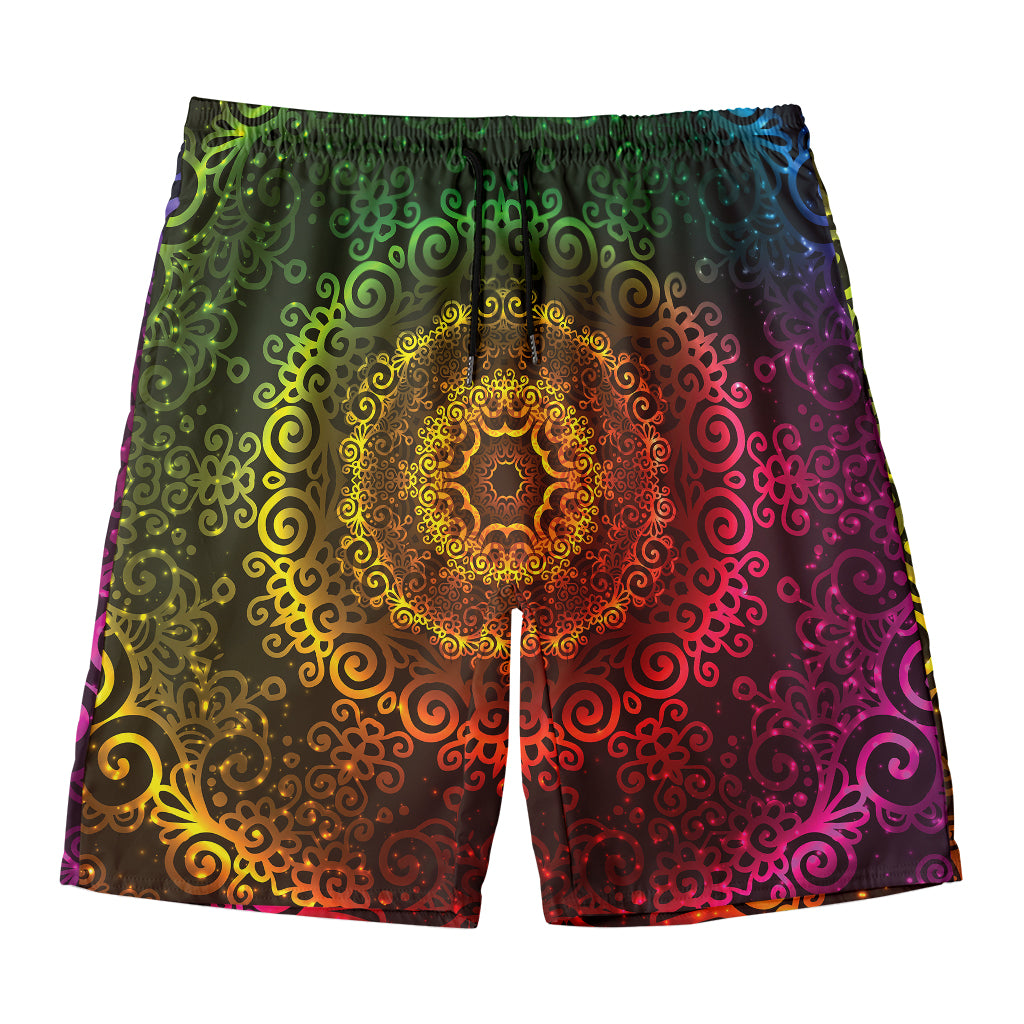 Colorful Gradient Mandala Print Men's Swim Trunks