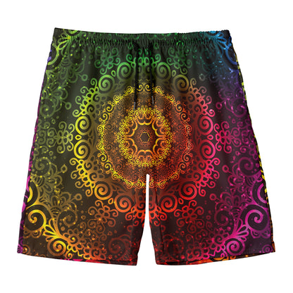 Colorful Gradient Mandala Print Men's Swim Trunks