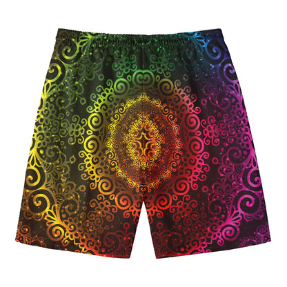 Colorful Gradient Mandala Print Men's Swim Trunks