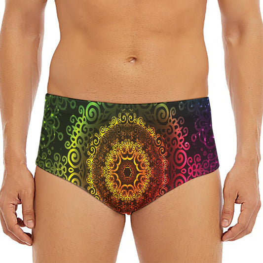 Colorful Gradient Mandala Print Men's Triangle Swim Briefs