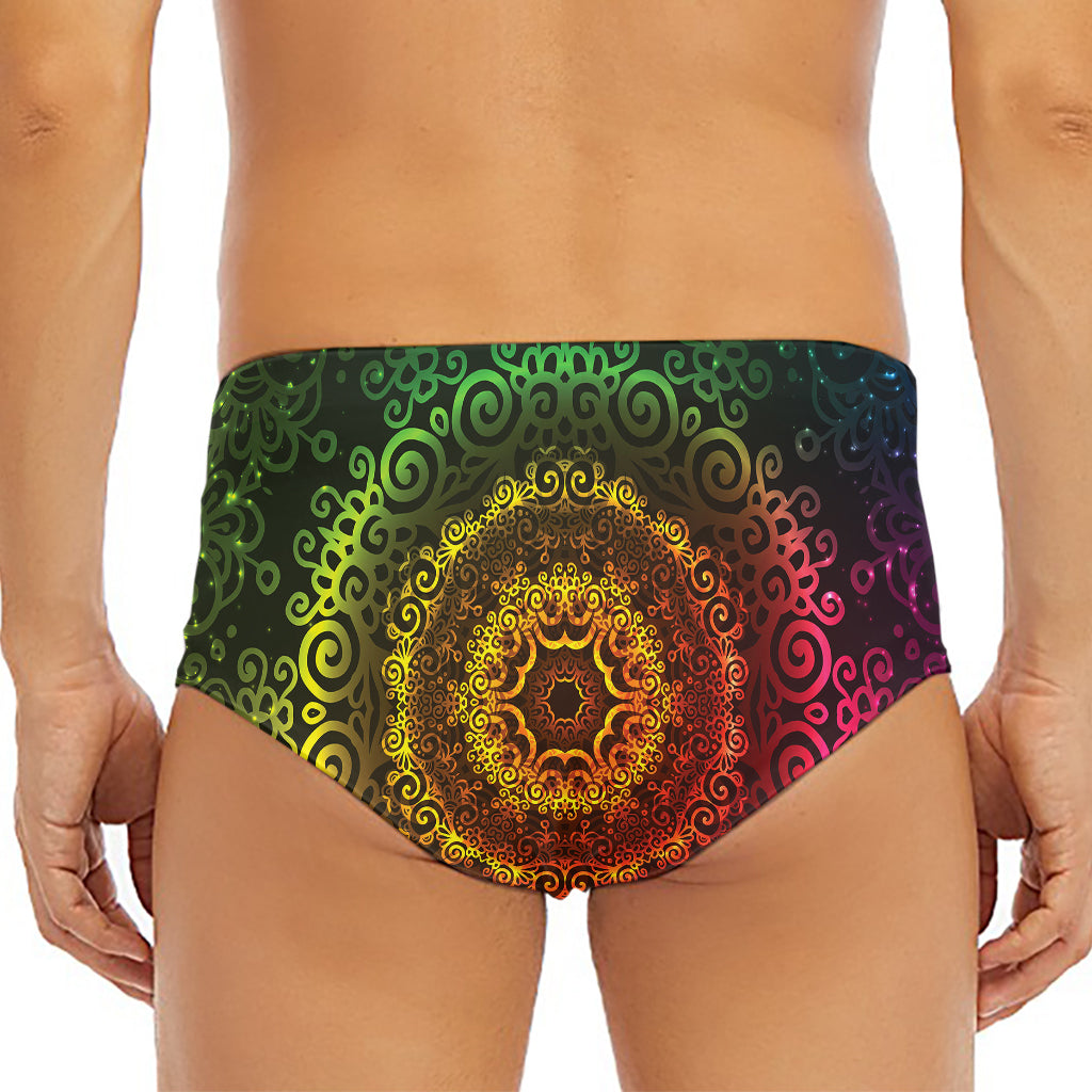 Colorful Gradient Mandala Print Men's Triangle Swim Briefs