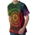 Colorful Gradient Mandala Print Men's Velvet T-Shirt