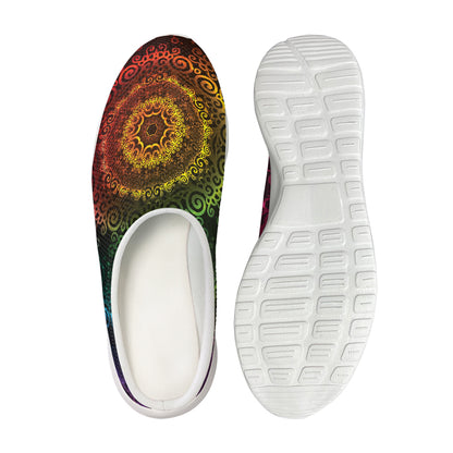 Colorful Gradient Mandala Print Mesh Casual Shoes