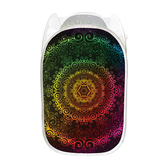 Colorful Gradient Mandala Print Mesh Laundry Hamper