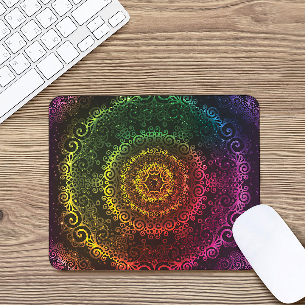 Colorful Gradient Mandala Print Mouse Pad